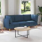 vidaXL Canapé modulaire avec rangement 3 Pièces Bleu Tissu