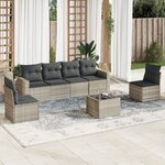 vidaXL Salon de jardin avec coussins 7 Pièces gris clair résine tressée
