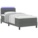 vidaXL Lit à ressorts avec matelas Gris foncé 90 x 200 cm tissu