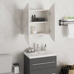 vidaXL Armoire de salle de bain miroir rond et LED Blanc 47x47x17 5 cm