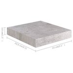vidaXL Étagères murales flottantes 4 Pièces gris béton 23x23 5x3 8 cm MDF