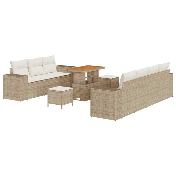 vidaXL Ensemble de canapé de jardin 10 Pièces Beige et crème Poly Rattan