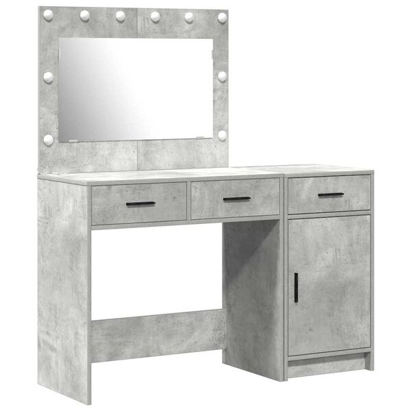 vidaXL Table de Toilette avec tiroir 2 Pièces Gris Bois d'ingénierie