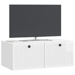 vidaXL Meuble TV mural Montage mural Blanc brillant 78 5 x 41 x 30 cm