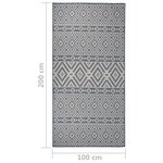 vidaXL Tapis à tissage plat d'extérieur 100x200 cm Rayures bleues