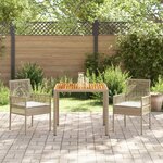 vidaXL Ensemble de salle à manger de jardin en 3 pièces avec coussins crème beige poly rotin