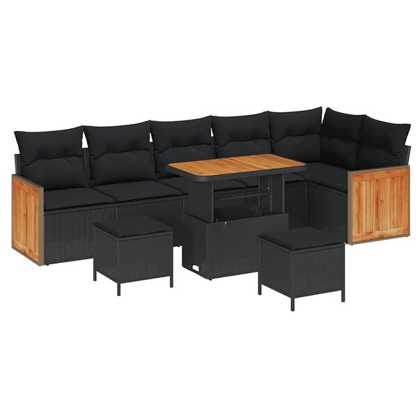 vidaXL Ensemble de canapé de jardin 9 Pièces Noir 90 x 55 x 71 cm