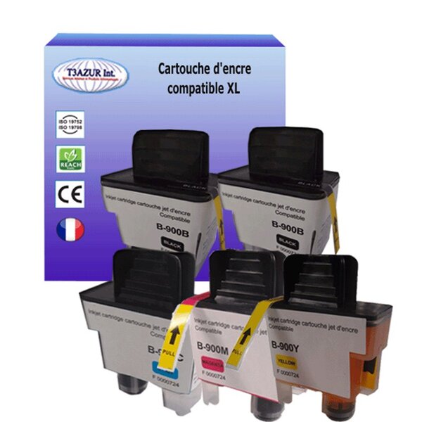 T3AZUR- Lot de 5 Cartouches compatibles avec Brother LC900 pour Brother DCP-120C  DCP-310CN  DCP-315CN  DCP-340CW