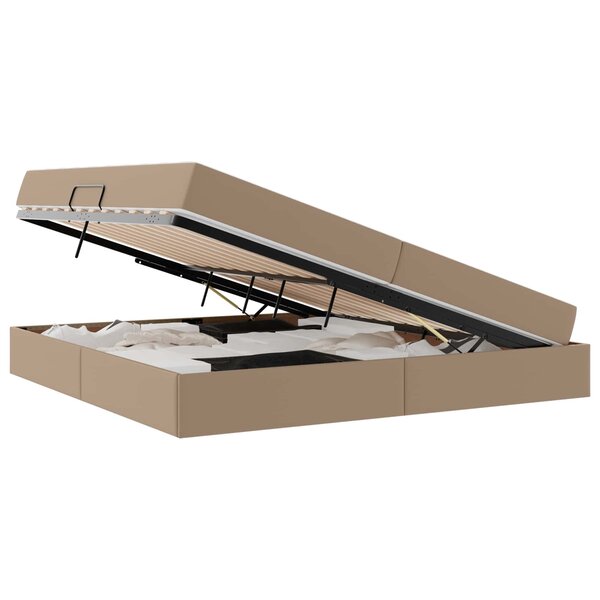 vidaXL Lit avec rangement et matelas 2 Pièces Cappuccino Cuir