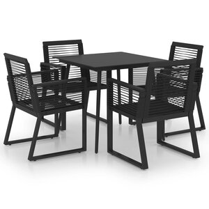vidaXL Ensemble à manger d'extérieur 5 Pièces Rotin PVC Noir