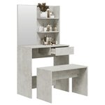 vidaXL Ensemble de coiffeuse Gris béton 74 5x40x141 cm