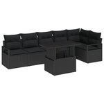 vidaXL Ensemble de canapé de jardin 7 Pièces Noir 100 x 55 x 73 cm