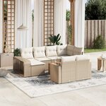 vidaXL Salon de jardin 11 Pièces avec coussins beige résine tressée