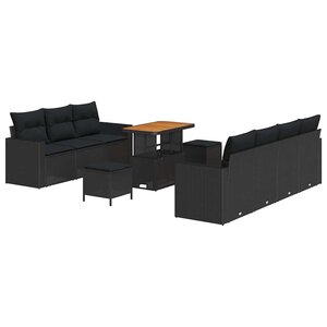 vidaXL Ensemble de canapé de jardin 10 Pièces Noir 90 x 55 x 71 cm