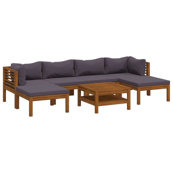 vidaXL Salon de jardin 7 Pièces avec coussin Bois d'acacia solide
