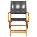 vidaXL Chaises de jardin pliantes lot de 6 noir poly rotin bois massif
