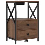 vidaXL Table de nuit avec station de chargement 2 Pièces Chêne marron