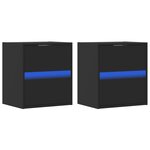 vidaXL Meubles TV muraux avec lumières LED 2 Pièces noir 41x31x45 cm