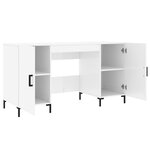 Bureau table poste de travail meuble d'ordinateur informatique étude brillant 140 x 50 x 75 cm bois d'ingénierie blanc 02_0023544