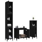 vidaXL Ensemble de meubles salle de bain 3 Pièces noir bois d'ingénierie