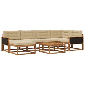 vidaXL Ensemble de canapés d'extérieur 7 Pièces Naturel et Beige