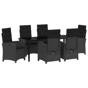 vidaXL Ensemble de salle à manger pour jardin 7 pc Noir polyrotin