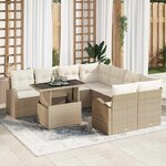 vidaXL Ensemble de canapé de jardin 9 Pièces Beige 100 x 55 x 73 cm
