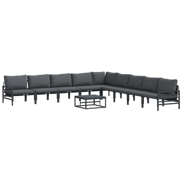 vidaXL Ensemble de canapé de jardin 10 pc Noir Acier