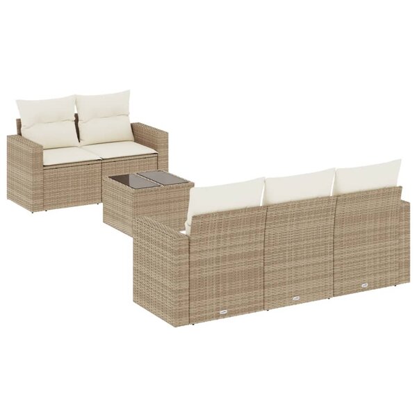 vidaXL Salon de jardin avec coussins 6 Pièces beige résine tressée