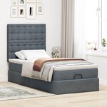 vidaXL Cadre de lit ottoman et matelas gris foncé 90x200 cm velours