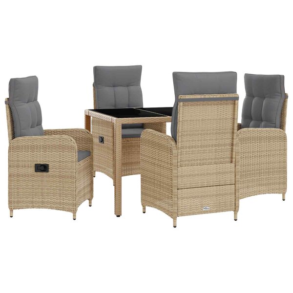 vidaXL Ensemble de repas extérieur 5 pc Beige et Gris clair polyrotin