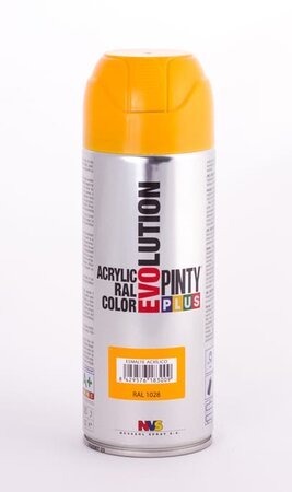 Peinture spray Acrylic Brillant 400ml Jaune Melon RAL 1028 - Pinty Plus
