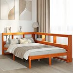 vidaXL Lit bibliothèque sans matelas cire marron 120x200 cm pin massif