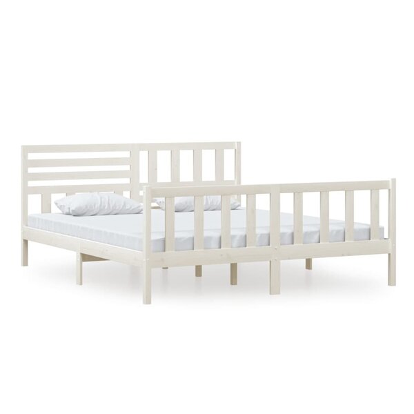 vidaXL Cadre de lit Blanc 180x200 cm Super King Bois massif