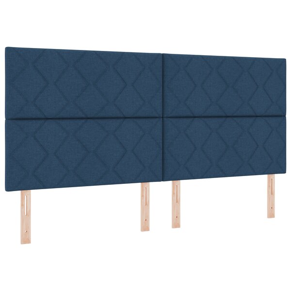 vidaXL Lit à ressorts avec matelas bleu 200x200 cm en tissu