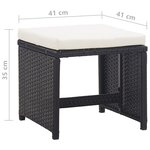 vidaXL Tabourets de jardin lot de 2 avec coussins Résine tressée Noir