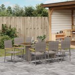 Ensemble de salle à manger de jardin vidaXL 9 pièces en poly rattan gris