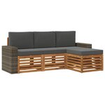 vidaXL Ensemble de canapés d'extérieur 4 Pièces Naturel et Anthracite