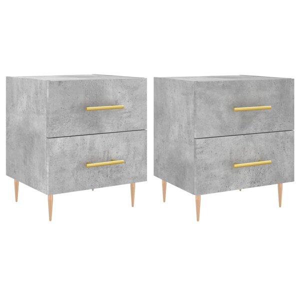vidaXL Tables de chevet 2Pièces gris béton 40x35x47 5cm bois d’ingénierie