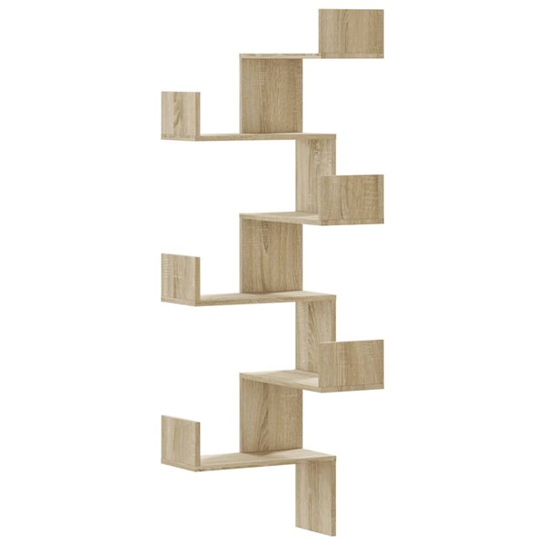 vidaXL Étagère d'angle murale chêne sonoma 45x45x147cm bois ingénierie
