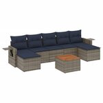 vidaXL Salon de jardin 8 Pièces avec coussins gris résine tressée
