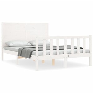 vidaXL Cadre de lit avec tête de lit blanc 140x200 cm bois massif