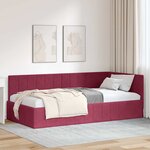vidaXL Cadre de lit d'angle Rouge bordeaux 90 x 200 cm Velours