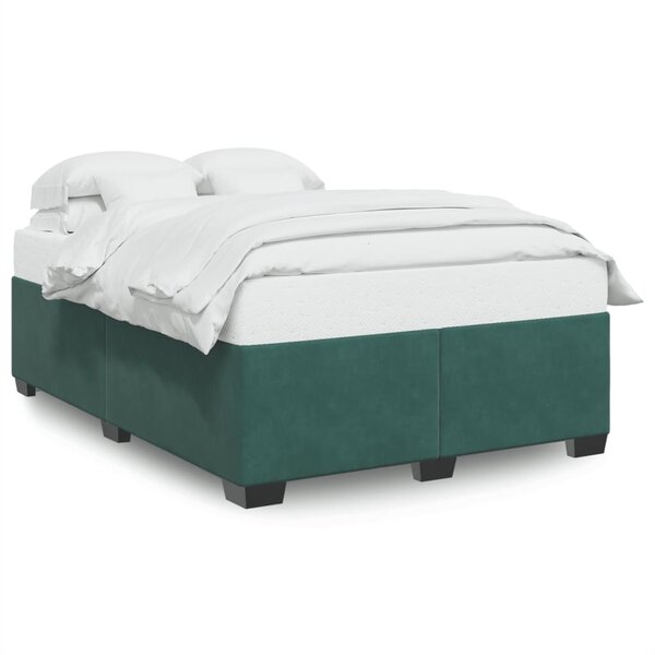 vidaXL Cadre de lit Vert foncé 140x190 cm Velours