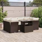 vidaXL Salon de jardin avec coussins 7 Pièces marron résine tressée