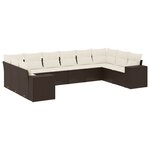 vidaXL Salon de jardin 10 Pièces avec coussins marron résine tressée