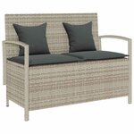 VidaXL Banc de rangement de jardin avec coussin gris clair polyrotin