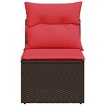 vidaXL Chaise de jardin sans accoudoirs avec coussins en résine tressée marron