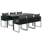 vidaXL Ensemble à manger de jardin 7 Pièces Noir