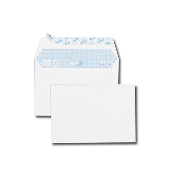 Boîte de 500 enveloppes blanches EVERYDAY C6 114x162 80 g bande de protection GPV